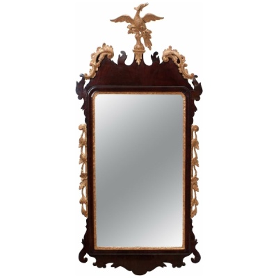 Antique George III Mahogany Mirror/Bird