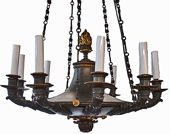 19th c. Neoclassical 10 Light Chandelier