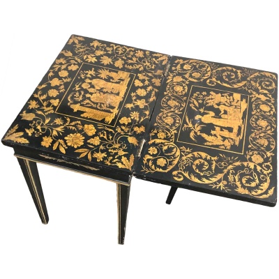 19th c. English Miniature Penwork Table