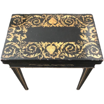 19th c. English Miniature Penwork Table