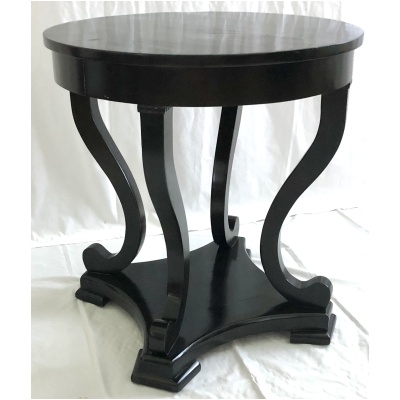 Vintage Black Lacquer Scroll End Table