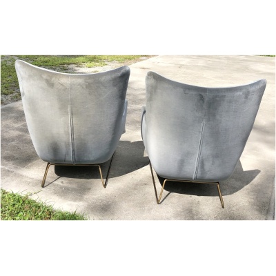 RH Pair of Liam Chairs & Ottomans