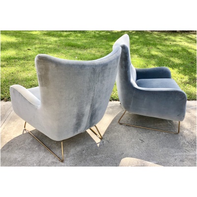 RH Pair of Liam Chairs & Ottomans