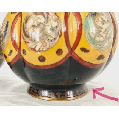 19th c. Japanese Cloisonne Bottle Vases