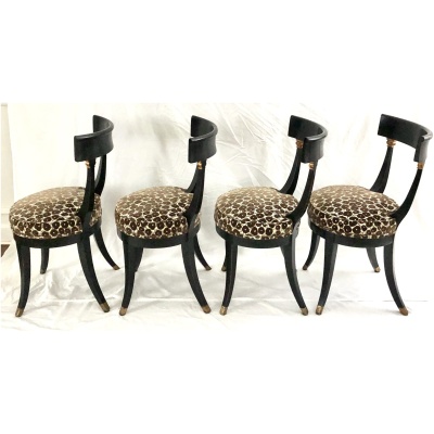 Vintage S/4 Black Klismos Dining Chairs