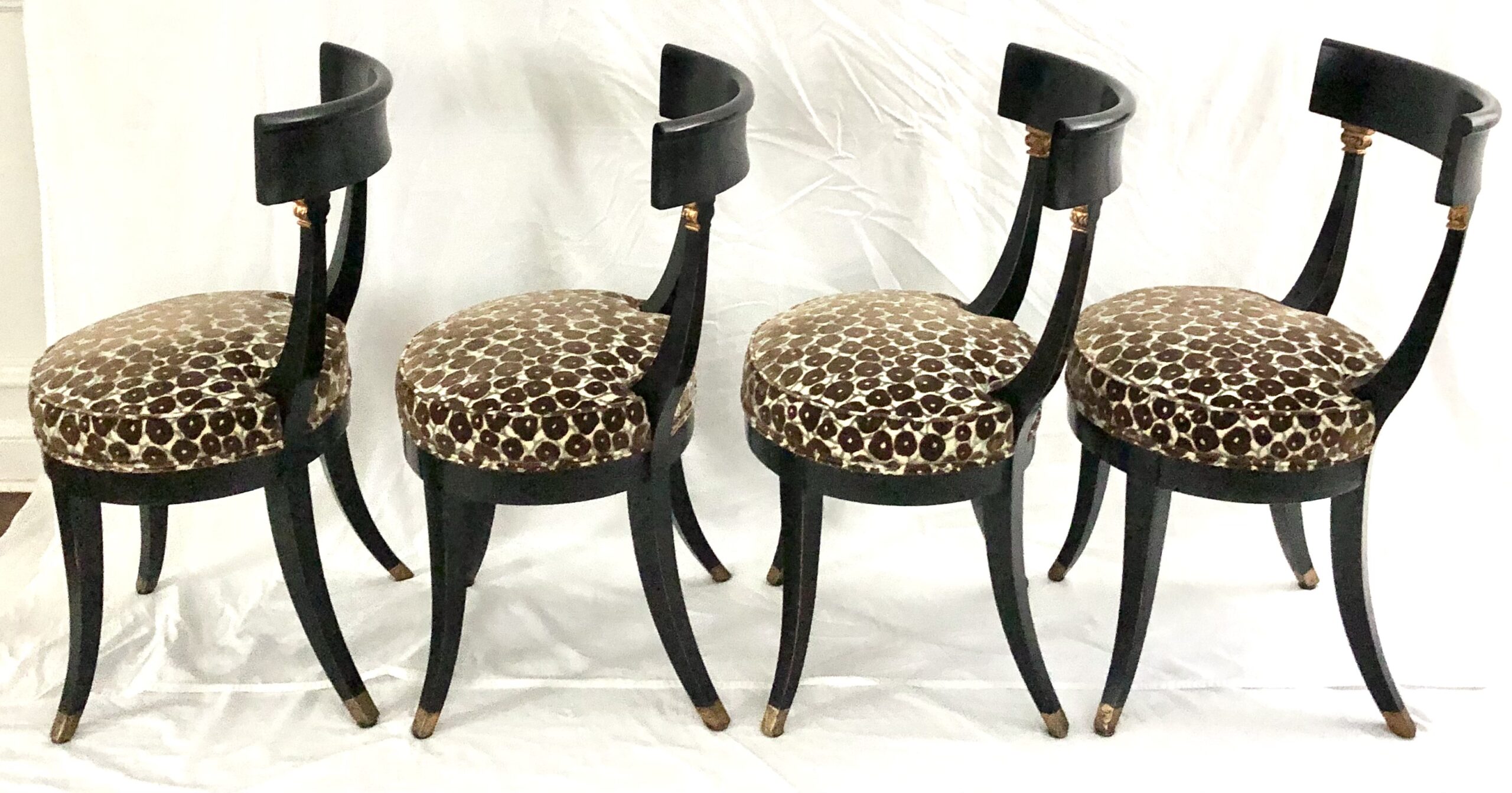 Vintage S/4 Black Klismos Dining Chairs