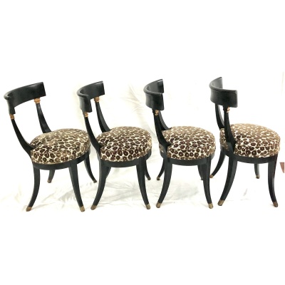 Vintage S/4 Black Klismos Dining Chairs