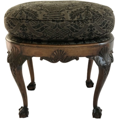 19th c. Chippendale Stool w/Cushion