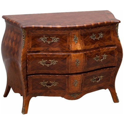 Antique Swedish Baroque Bombe Commode